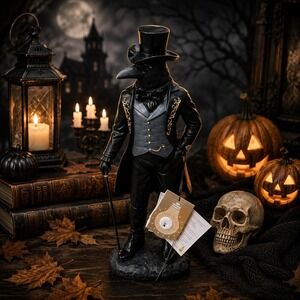 Hallow's Eve Regal Raven Gentleman Figurine LED Victorian Gothic Halloween